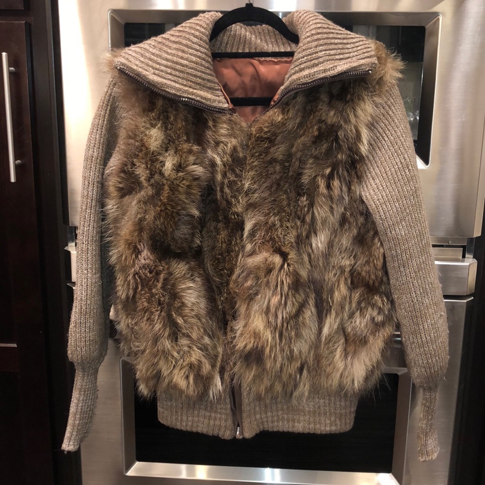 Women’s raccoon fur sweater jacket